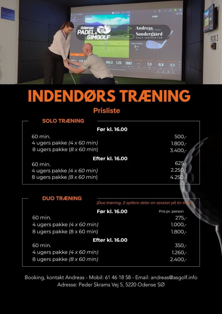 indendørs golftræning i Odensse